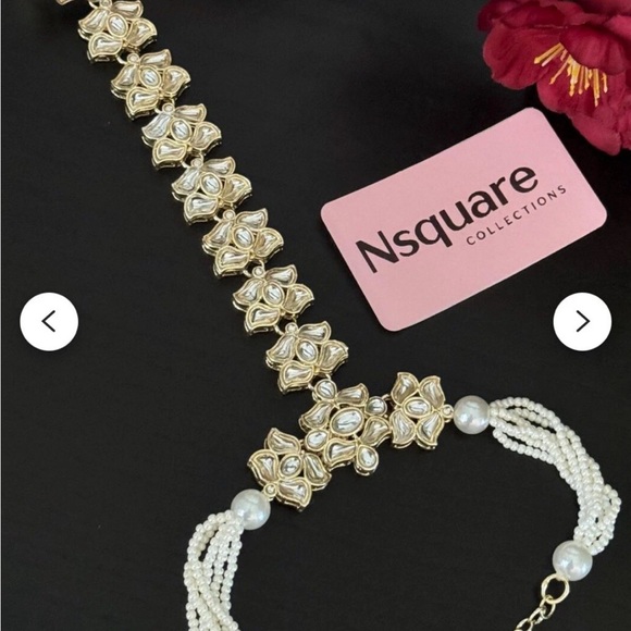 LOT OF THIRTEEN Tikka Ear Ring Necklace Bracelet Indian Etsy Mirraw GOLD PEACH - Picture 7 of 15